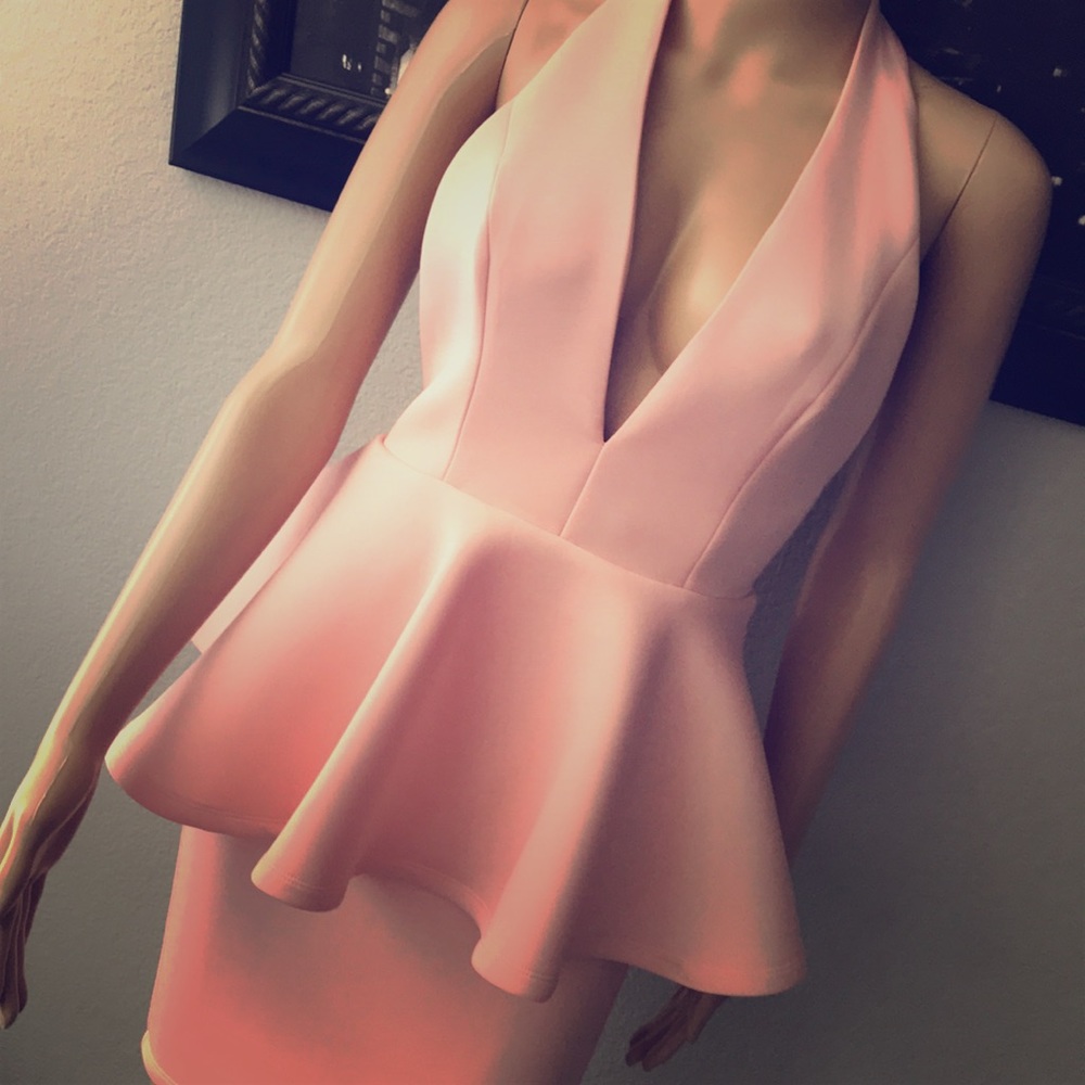Peplum Pastel Pink Party Dress